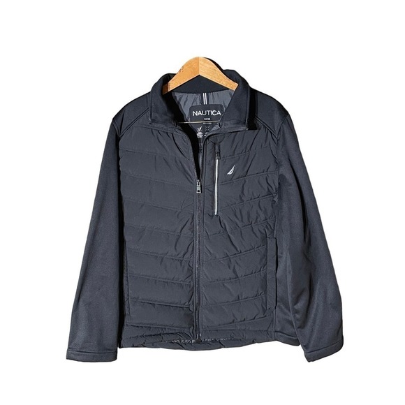 Nautica Men's Lightweight Insulated Water/wind-Resistant Mix Media Jacket Medium - Picture 1 of 3